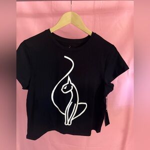 Baby Phat Black Tee with White Cat Graphic